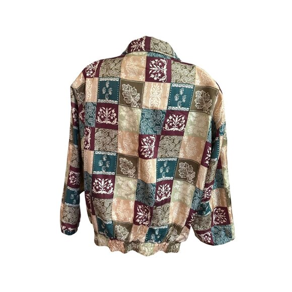 Vintage East West All Over Patchwork  Silk Bomber Jacket Full Zip Lightweight - Picture 9 of 11